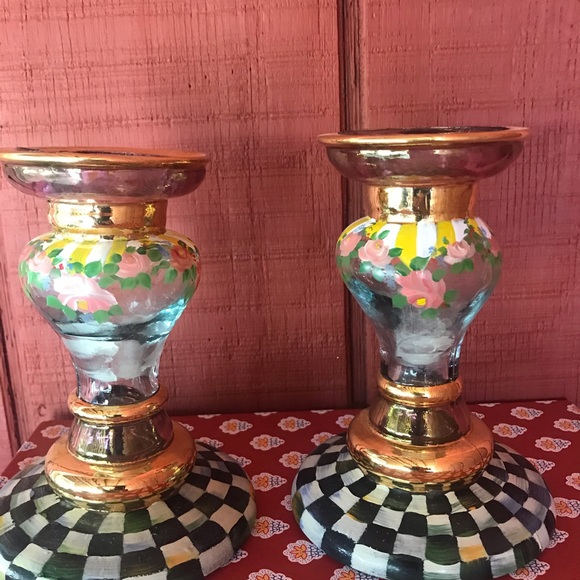 MacKenzie-Childs Other - Mackenzie childs set candlesticks check circus